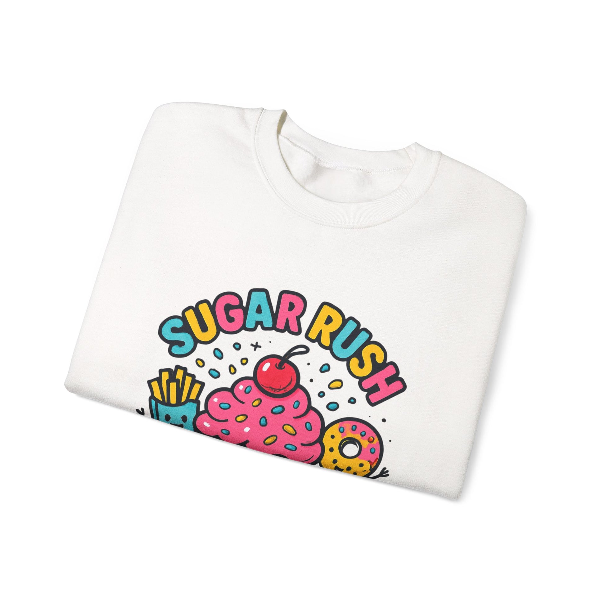 Crewneck Sweatshirt with Sugar Rush Snacks and Cakes Design - Oceanfront Products