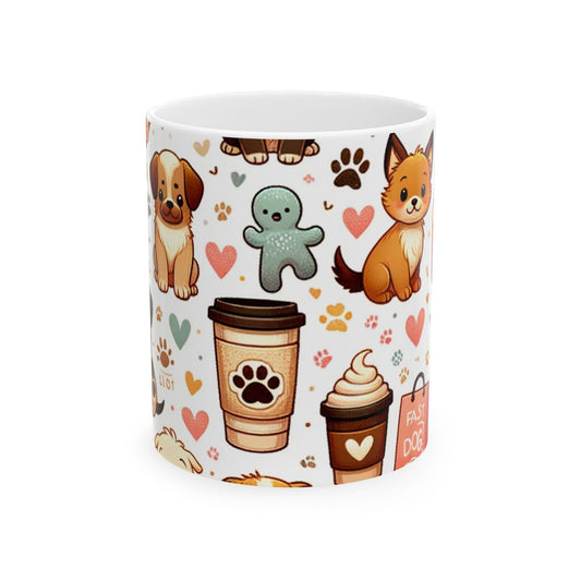 Playful Dog Illustration Coffee Cup: A Heartwarming Choice for Dog Lovers - Oceanfront Products