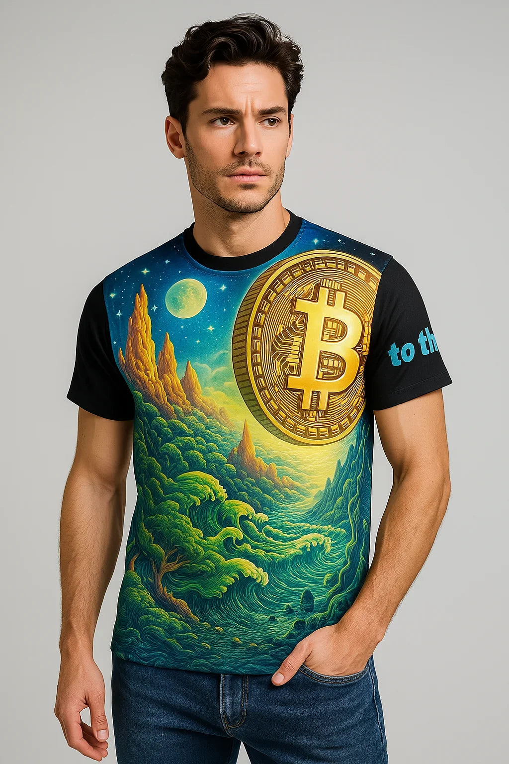 Bitcoin Unisex Tee - To the Moon Design - Oceanfront Products
