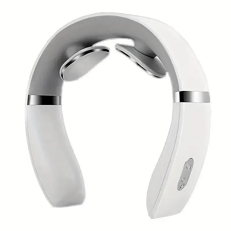 White and silver cervical massager portable mini neck shoulder deep massage neck warm