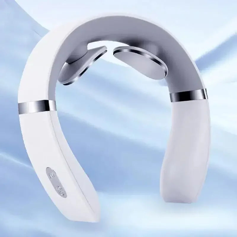 White and silver cervical massager portable mini neck shoulder deep massage neck warm