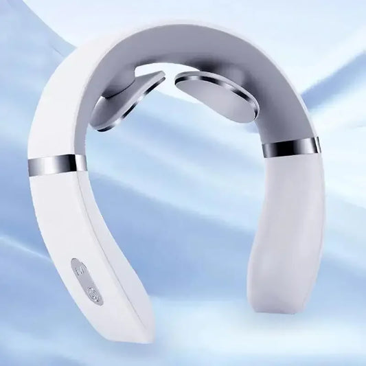 White and silver cervical massager portable mini neck shoulder deep massage neck warm