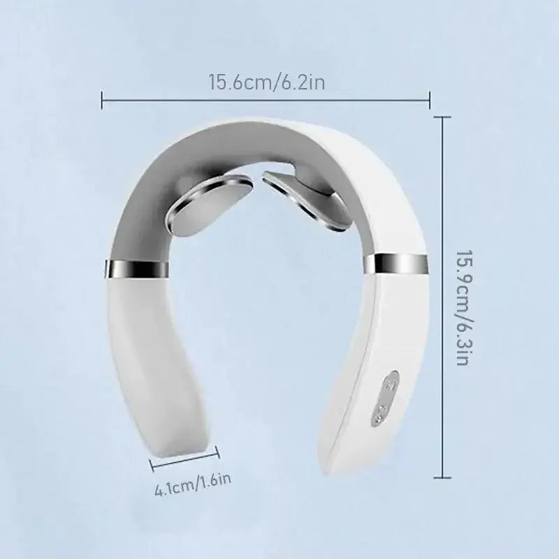 White and gray cervical massager portable mini neck shoulder deep massage with dimensions