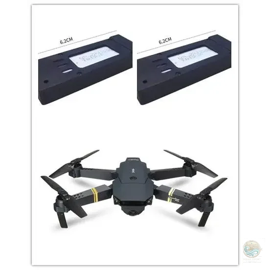 Black E58 Folding Aerial Drone with Controller and Two Batteries by Oceanfront Products