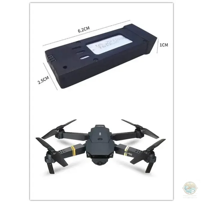 Black drone and battery for E58 Folding Aerial Drone from Oceanfront Products