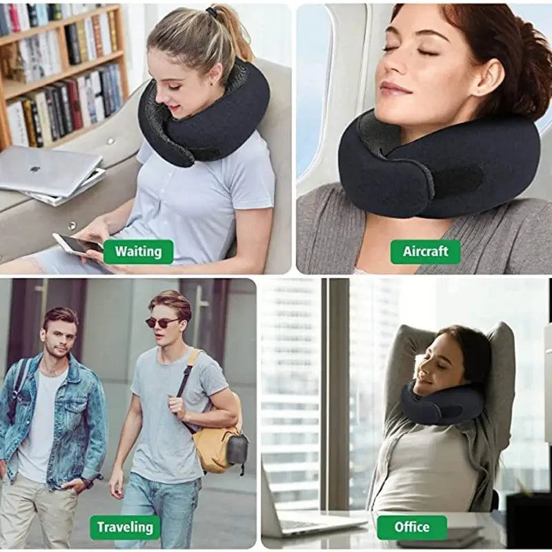 Travel Neck Pillow Non-Deformed Airplane Pillow Travel Neck Cushion Durable U-Shaped Travel Memory Cotton Nap Neck