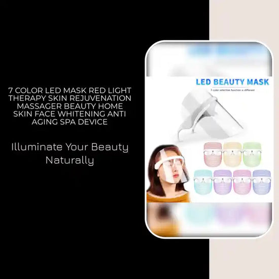 7 Color LED Mask Red Light Therapy Skin Rejuvenation Massager Beauty Home Skin Face Whitening Anti Aging SPA Device by@Outfy